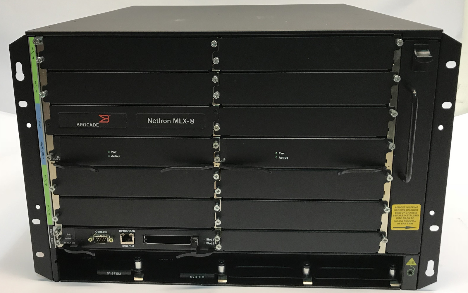 Brocade NetIron NI-MLX-8-AC 8-Slot Router 4xAC NI-MLX-MR NI-X-SF3 NI-X-ACPWR