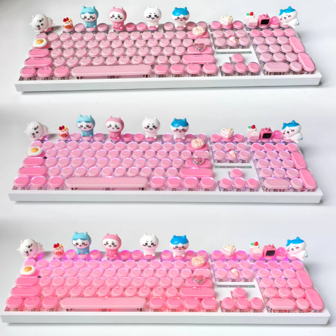 Cartoon Chiikawa Hachiware Usagi Wireless Mechanical Keyboard 3D Round 108 Keys
