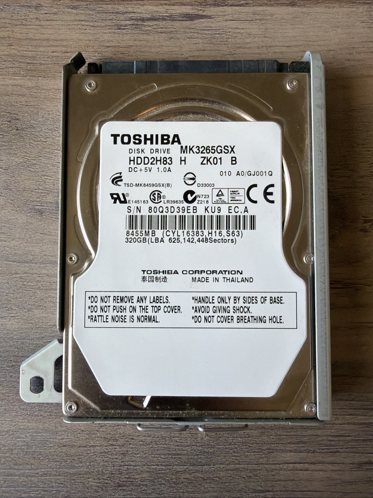 Toshiba MK3265GSX 320 GB SATA 2.5" Internal Hard Drive For Laptop PS3 Notebook