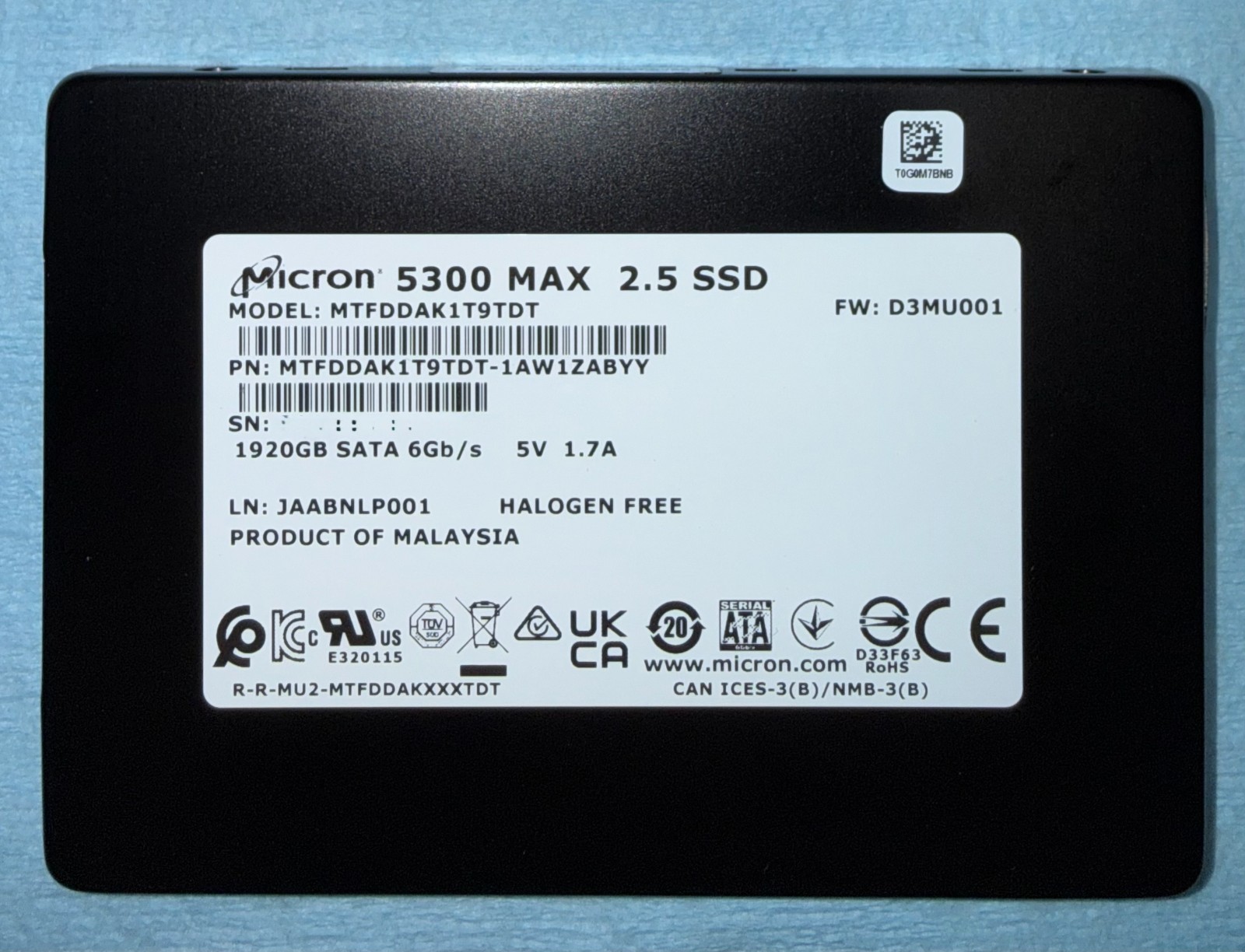 Micron 1.92T 5300 MAX 2.5" SSD MTFDDAK1T9TDT