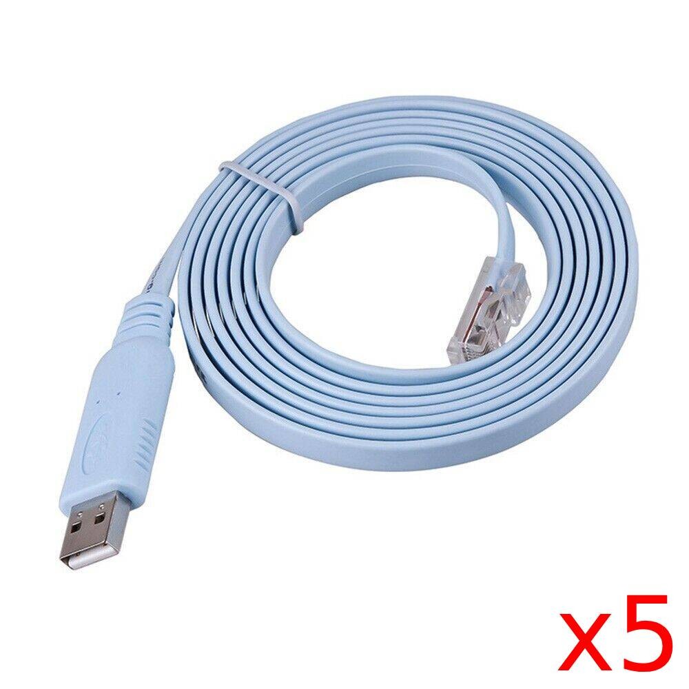 Lot of 5 New 6ft Cisco Compatible Console Cable USB to RJ45 CAB-CONSOLE-USB-RJ45
