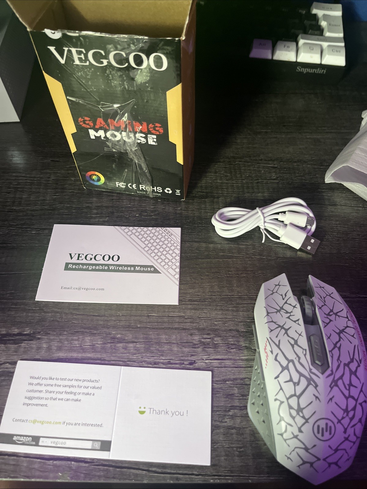 VEGCOO C10 Wireless Gaming Mouse Rechargeable CE-JS002-03 New See Pictures
