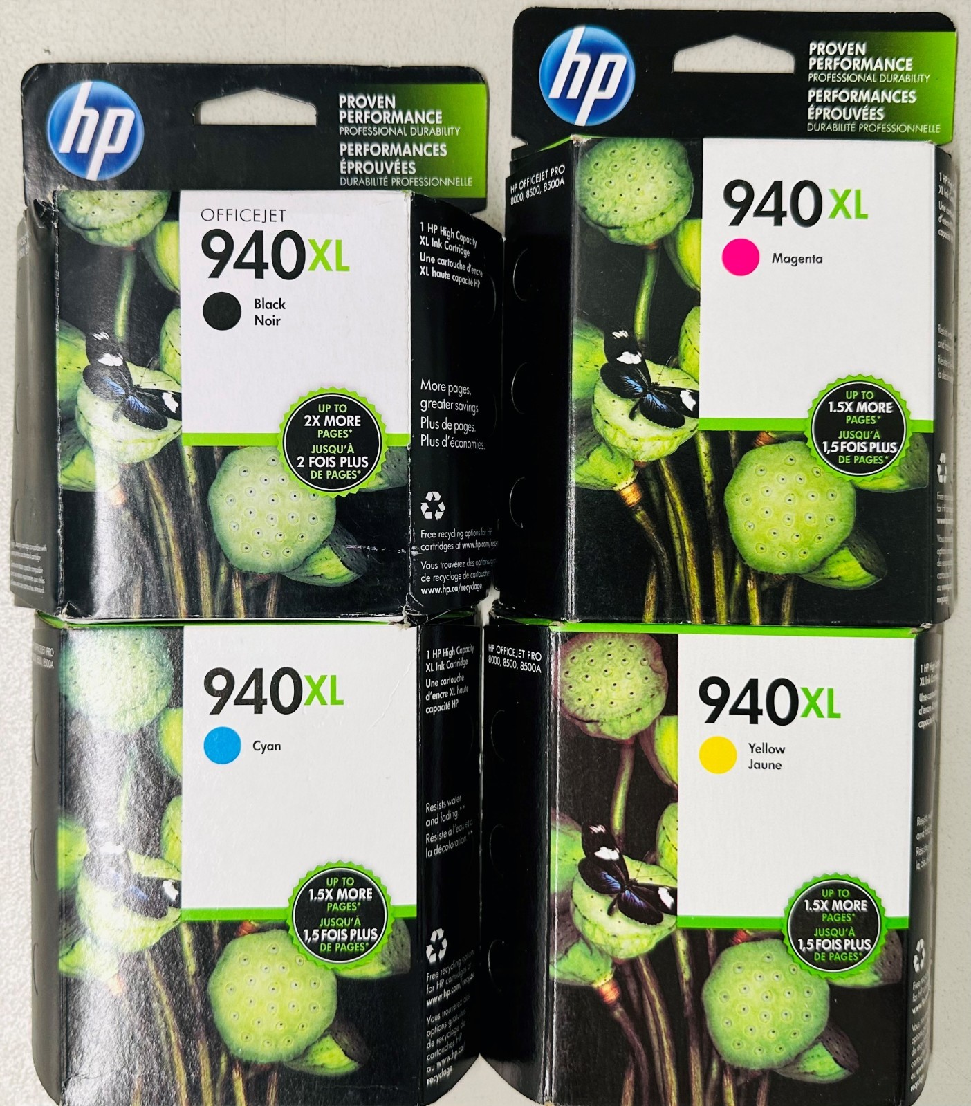 New Genuine HP 940XL Black Color 4PK Ink Cartridges Officejet Pro K5400 K550
