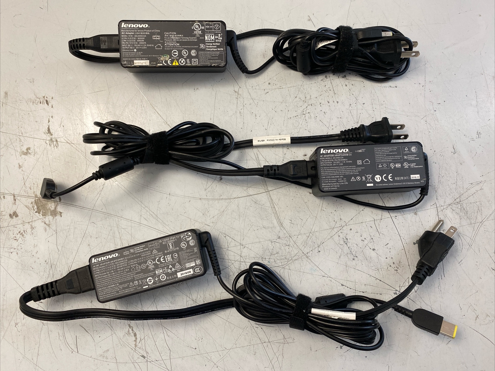 3pk Genuine Lenovo 45W 20V 2.25A AC Adapter ADLX45NCC3A ADLX45NCC2A w Power Cord