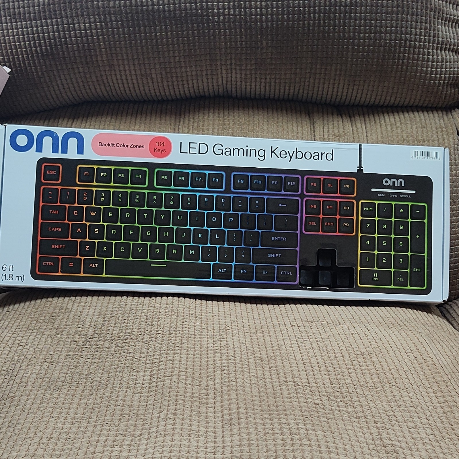 onn 104-Key Wired USB LED Backlit Gaming Keyboard QWERTY Black Anti-Ghosting