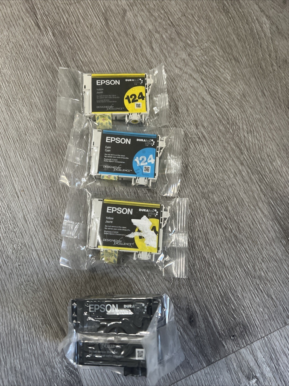 Genuine Epson BLACK & 124 C/Y/Y Ink Cartridges 4 PACK