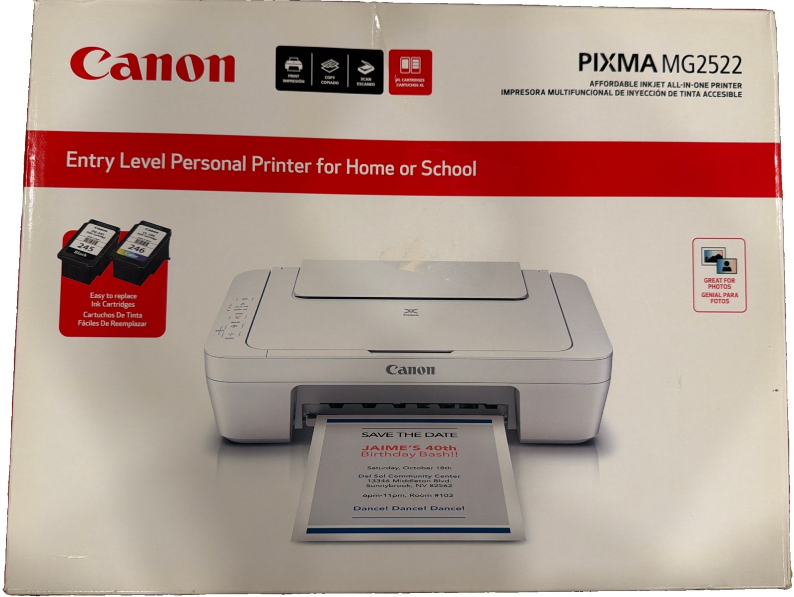 NEW SEALED Canon PIXMA MG2522 Wired All In One Color Inkjet Personal Printer