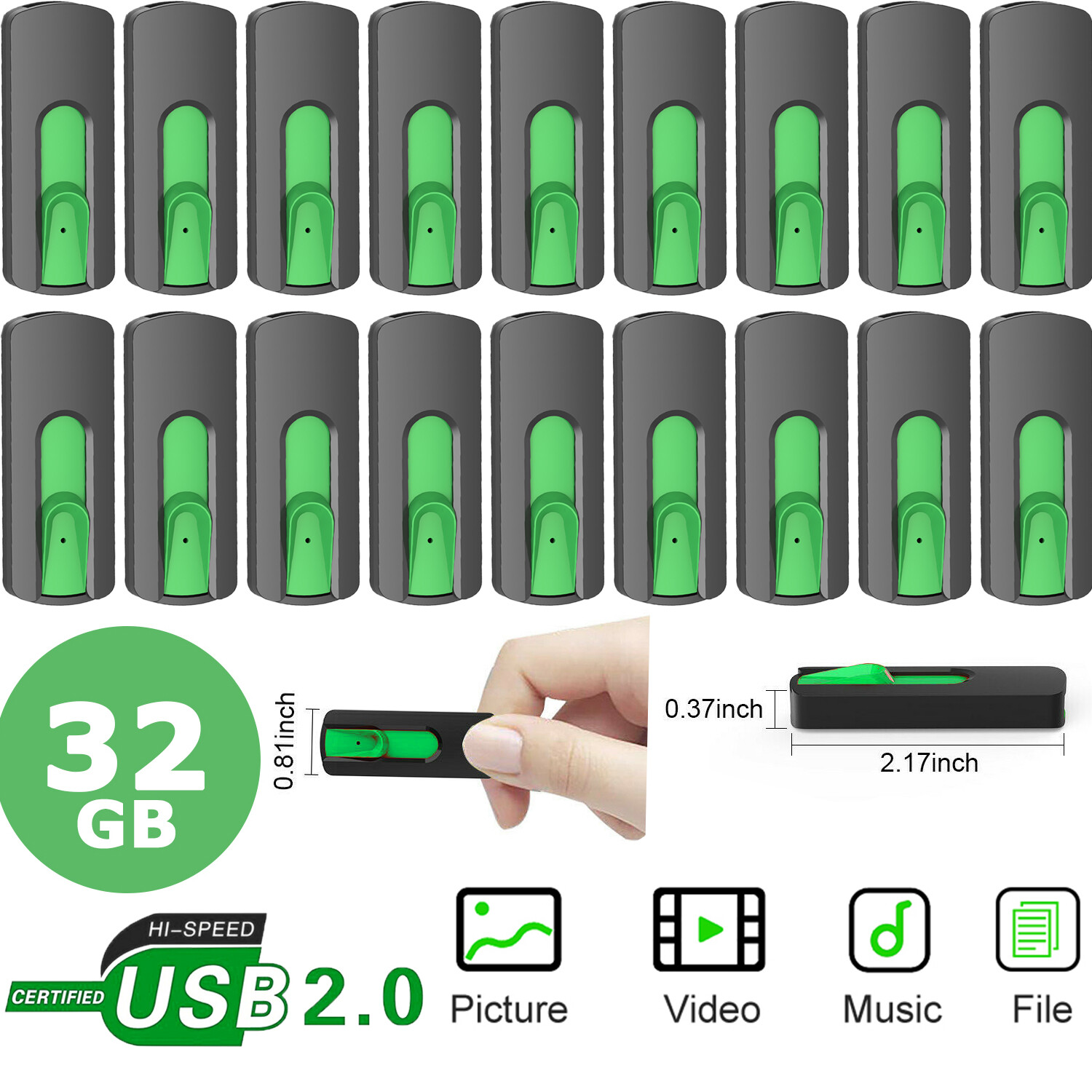 Bulk Sale USB 2.0 32GB 20PCS Retractable Style USB Flash Drive USB Memory Stick