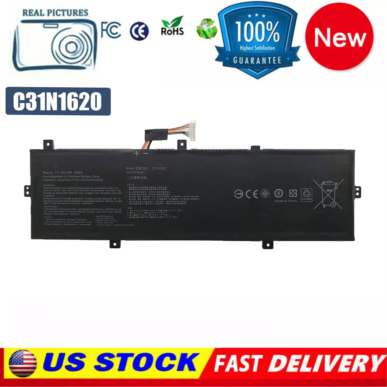 ✅ NEW C31N1620 Battery For Asus Zenbook U4100UQ UX430U UX430UA UX430UN UX430UNR