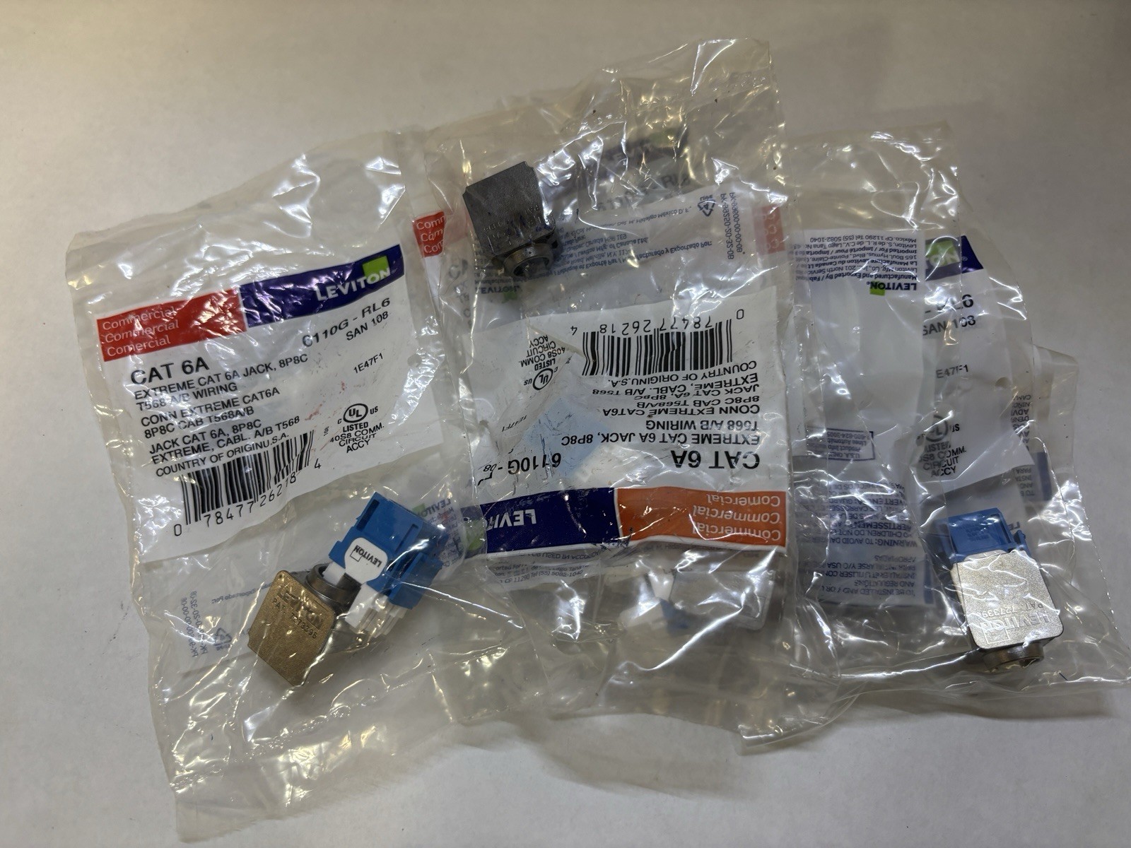 LEVITON 6110G-RL6 EXTREME CAT 6A JACK 8P8C T568 A/B WIRING Lot of 7 New