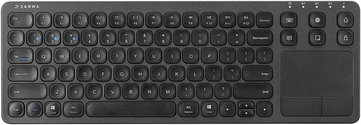 SANWA Black GSKBBT066 Multi Device Bluetooth Keyboard with Touchpad
