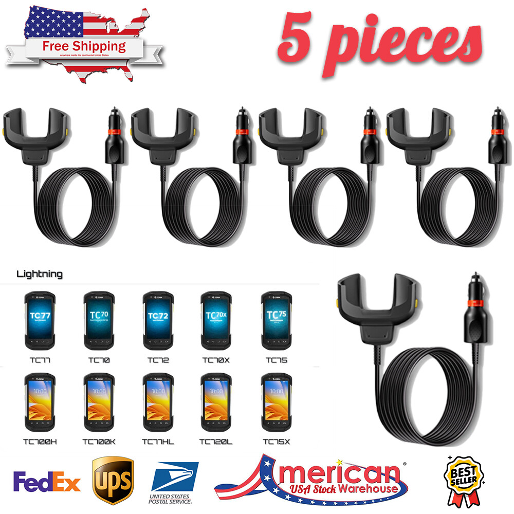 5pcs Car Charger Cable for Zebra TC70 TC75 TC72 TC77 Vehicle, CHG-TC7X-CLA1-01