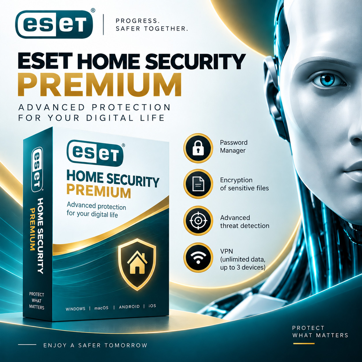 ESET Home Security Premium 2026 - 1, 3, 5 or 10 Devices - 1, 2 or 3 Years