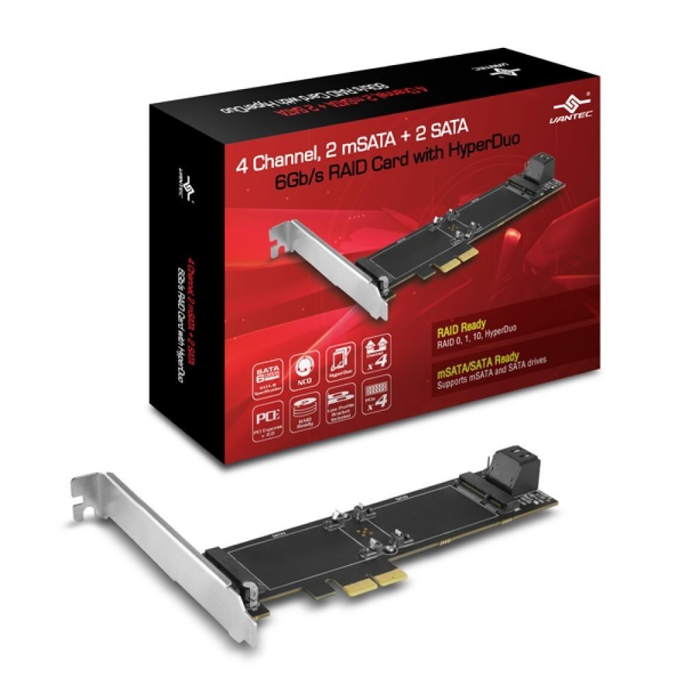 Vantec UGT-MST644R 4 Channel 2 mSATA + 2 SATA 6Gb/s PCIe-Standard Bracket