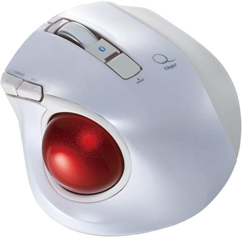 Nakabayashi Digio 2 Q Small Trackball Bluetooth Mouse Quiet 5 Button 48378 White