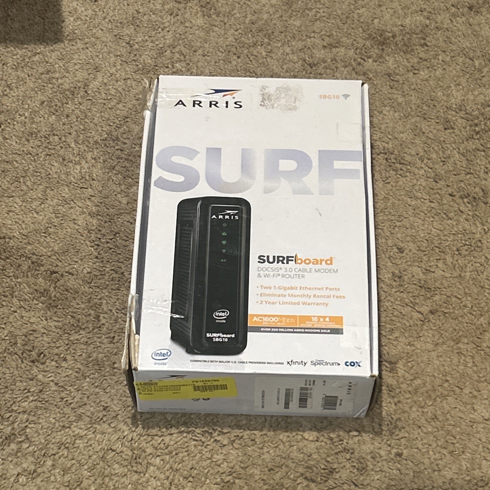 ARRIS SURFboard SBG10 DOCSIS 3.0 AC1600 Cable Modem WiFi Router Dual Band Black