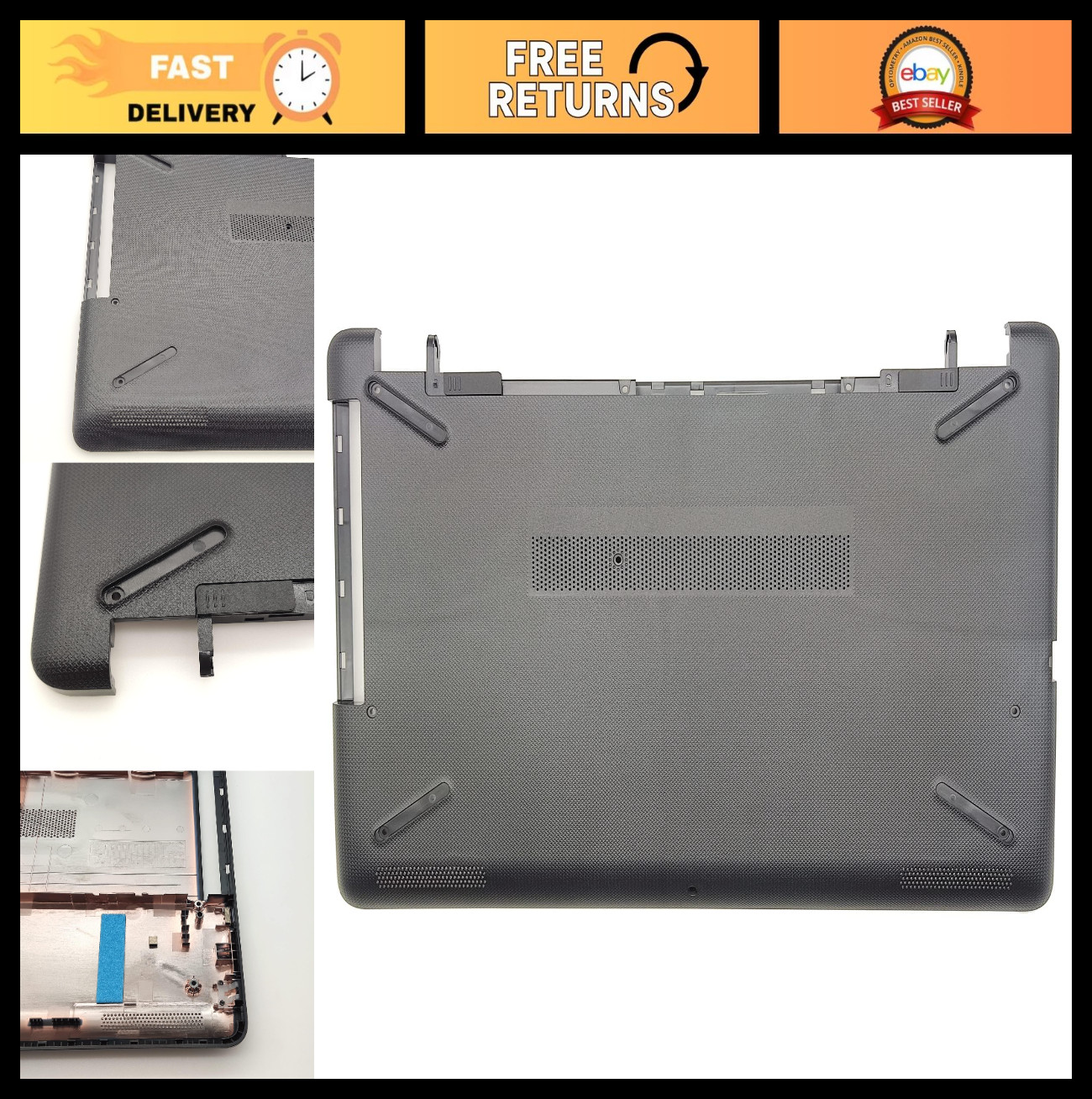 Replacement Bottom Case Enclosure for HP 15-BS 15-BW 15T-BR 15T-BS Laptops - Jet