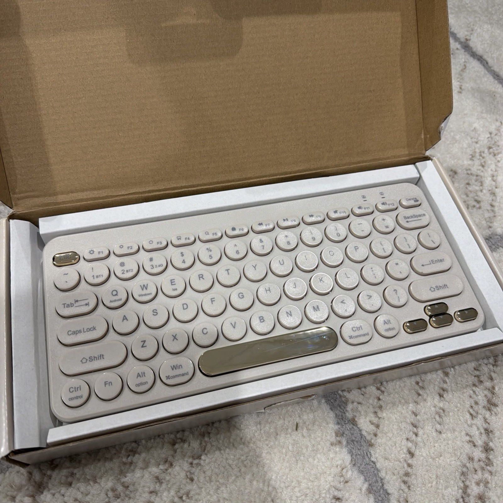North Compact Round Key Wireless Keyboard - Beige - QWERTY- 78 Keys