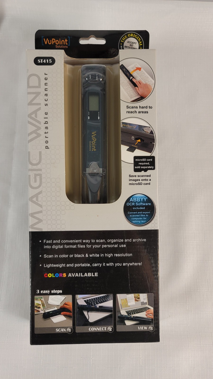 VuPoint Solutions Magic Wand ST415 Portable Handheld Scanner Black 600DPI OCR