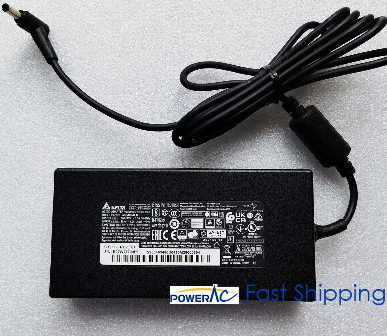 Delta 120W AC Adapter Charger For MSI GF63 Thin 11UC-1289US Gaming ADP-120VH D