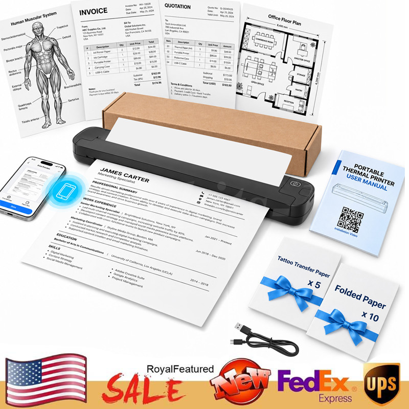 A4 Bluetooth Tattoo Stencil Printer Wireless Thermal Transfer Machine Portable