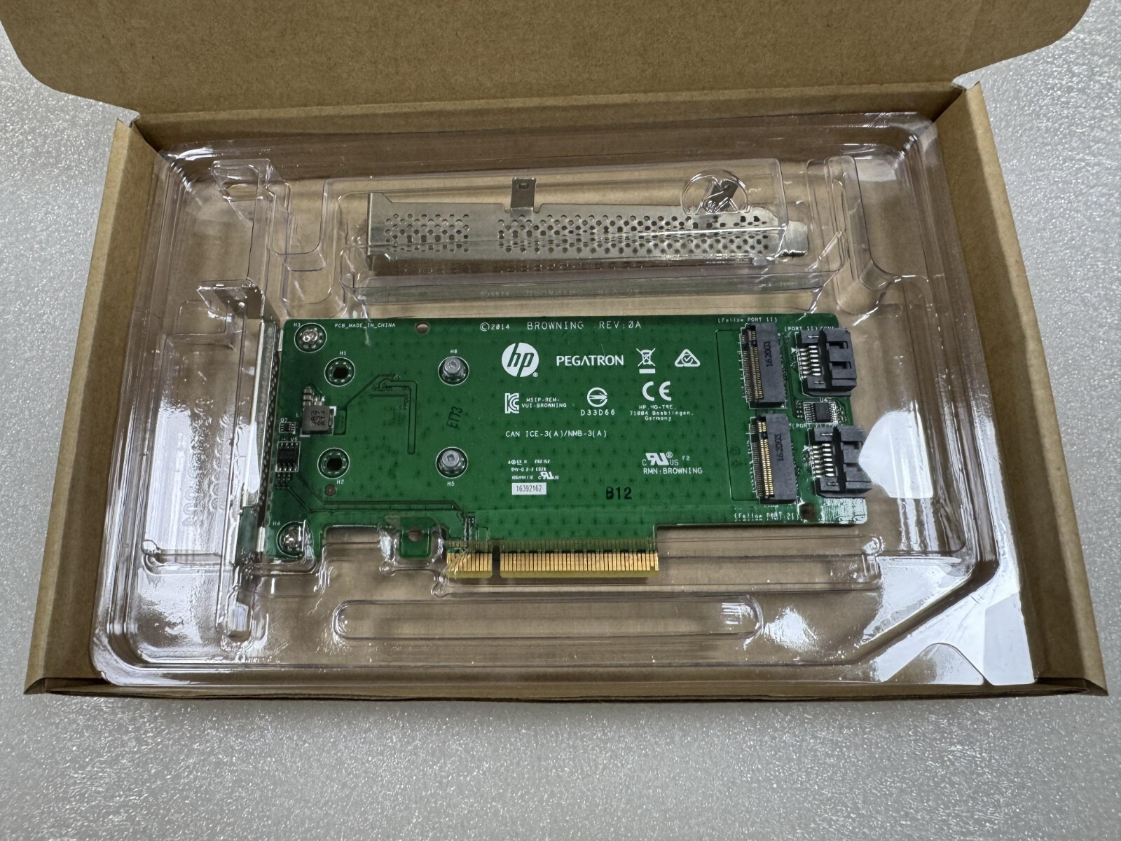 HPE SATA M.2 Dual Drive PCIe Riser Card 759238-001 759505-001 dual brackets
