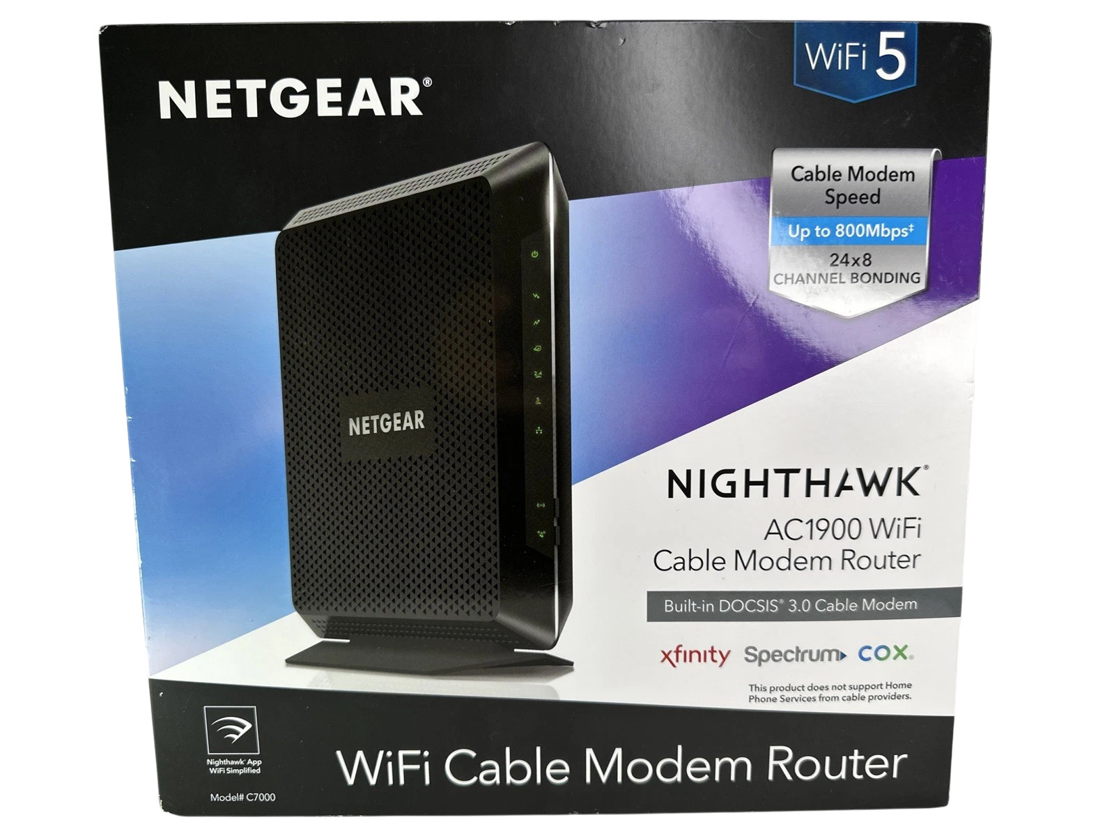 Netgear Modem Router Nighthawk AC1900 Wireless WiFi Cable Open Box C7000-100NAS