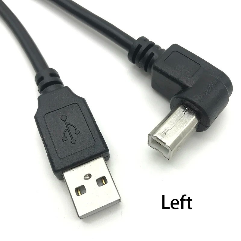 USB 2.0 A to B Male 90 Degree Left Angle Printer Scanner Cable 3.3ft 1m Black