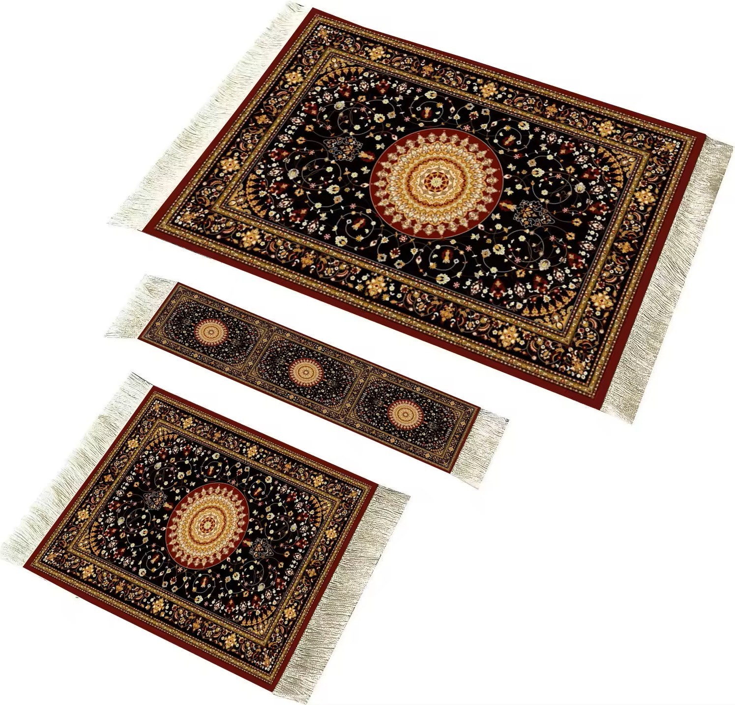 Oriental Rug Style Mouse Pad, W/ Free Matching Mini Carpet Coaster And Bookmark