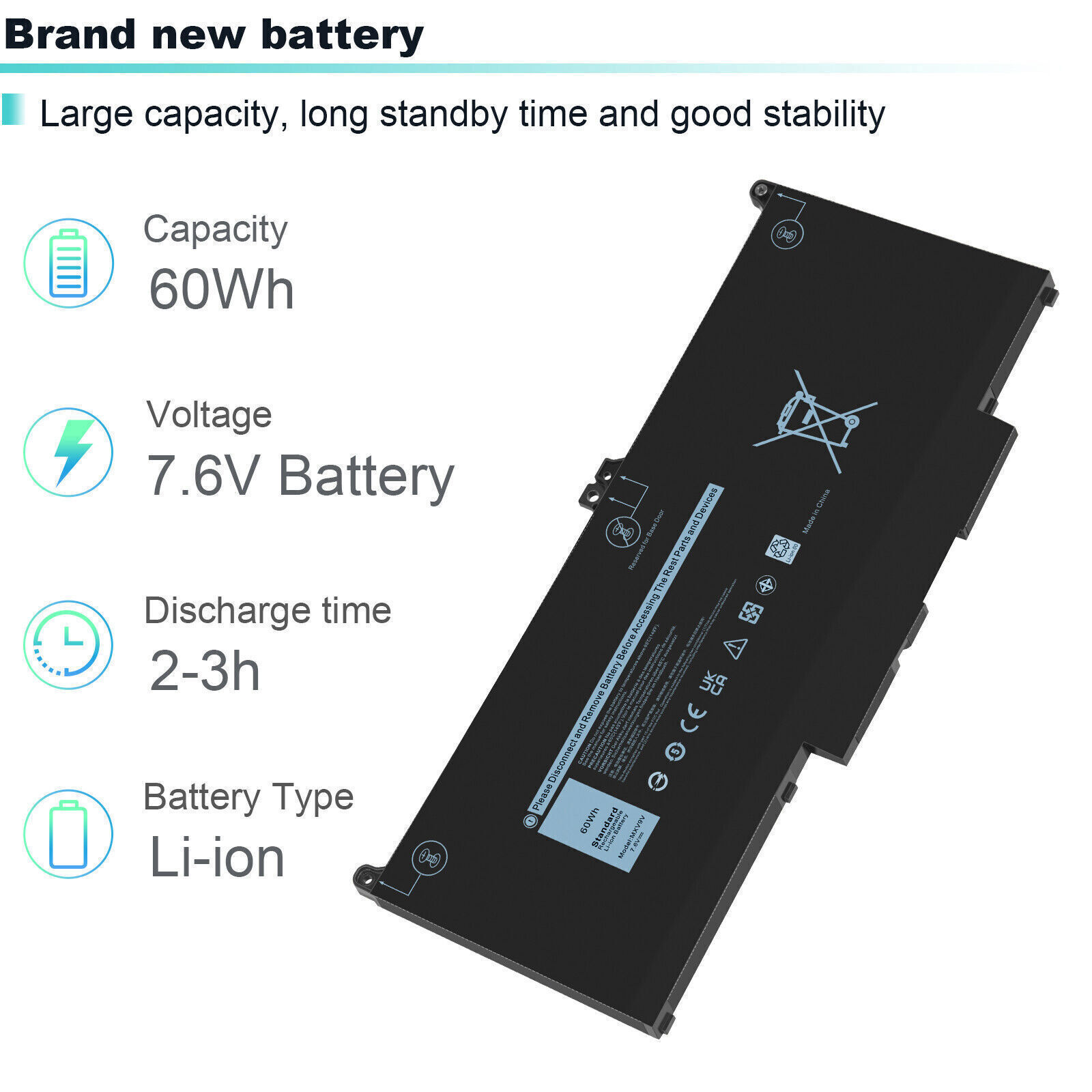 💖LOT 100x MXV9V Battery For Dell Latitude 5300 5310 7300 7400 5VC2M N2K62 60Wh