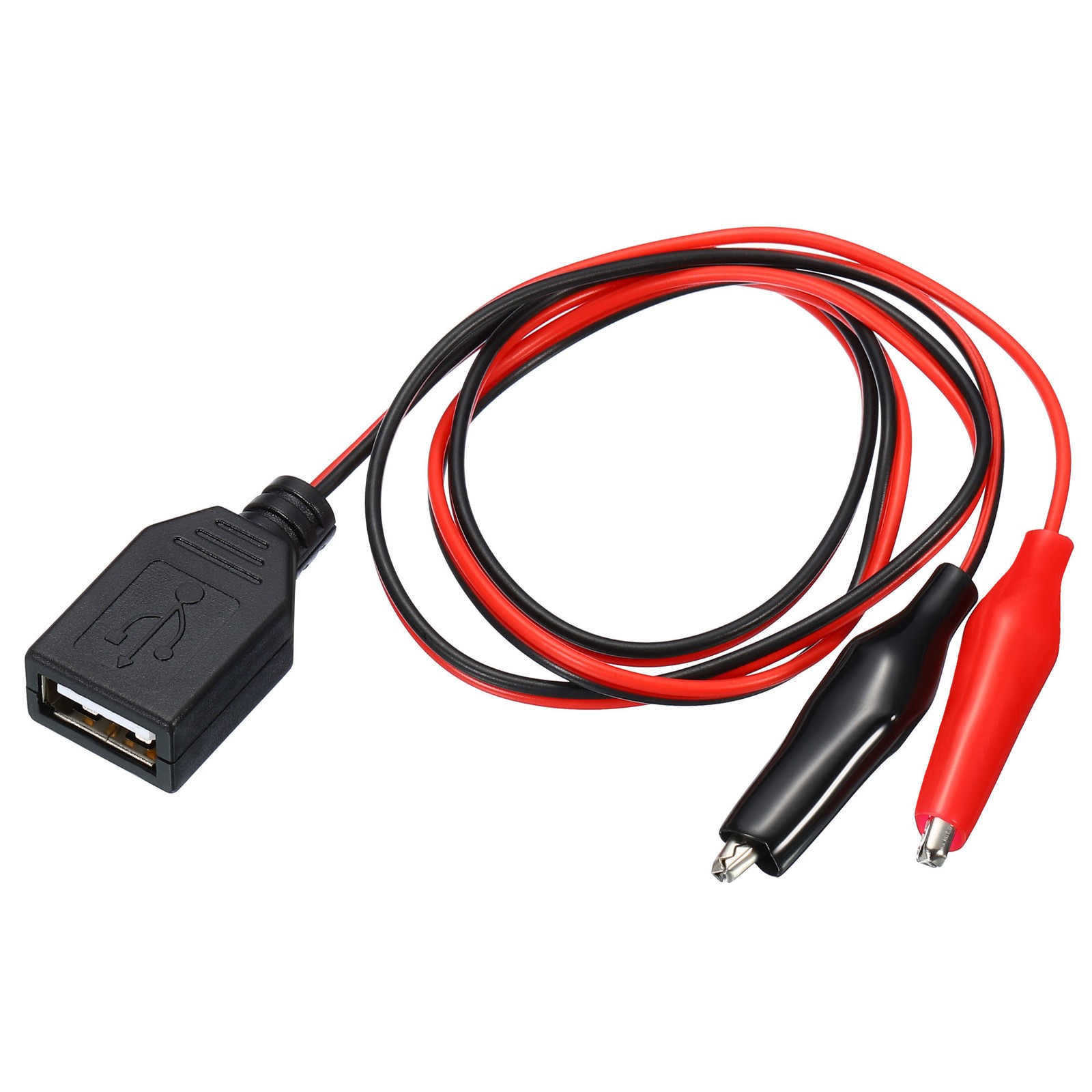 USB Female to Alligator Clips 60cm Test Wire Black Red