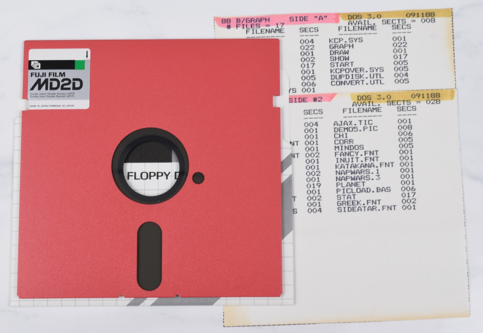 Vintage Fuji Computer Floppy Disk - Rare (Atari, DOS 3.0, B/Graph, 1988)