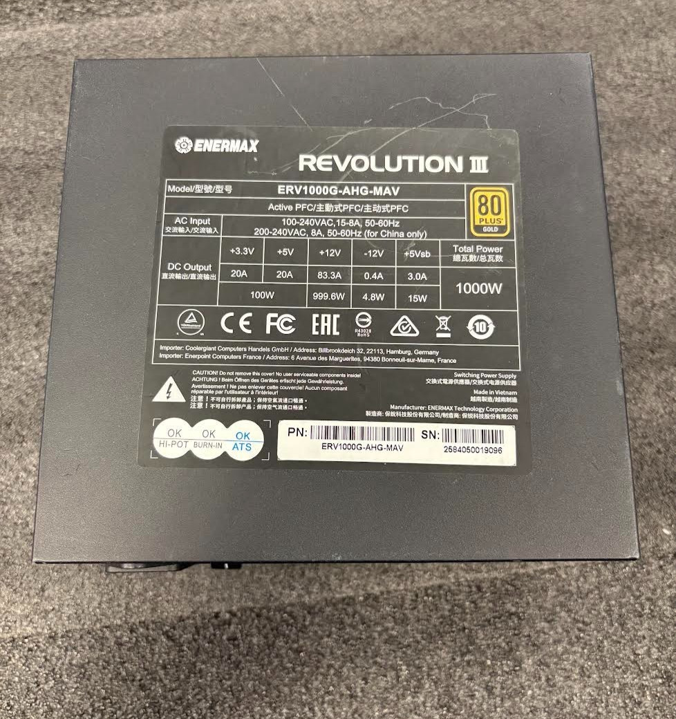 ENERMAX Revolution III 1000 - Fully Modular PC Power Supply -  Power Supply-USED