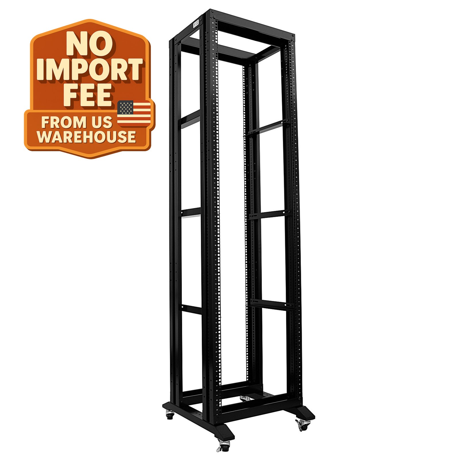 7FT 42U Open Frame Server Network Rack 17" Deep 600MM 4 Post 3 paris L rails