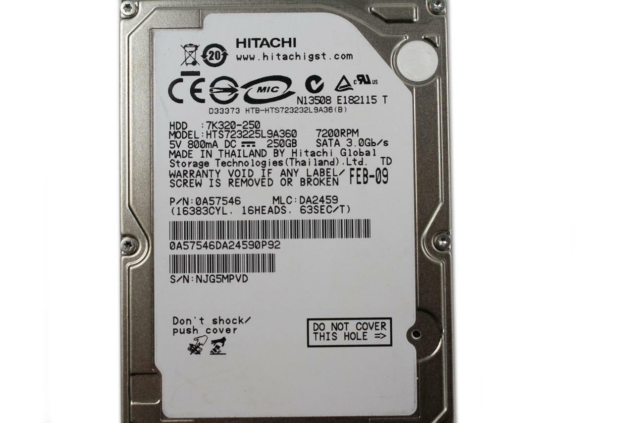 Hitachi Travelstar 7K320 250GB 7.2K SATA 3G 2.5" Hard Drive HDD HTS723225L9A360