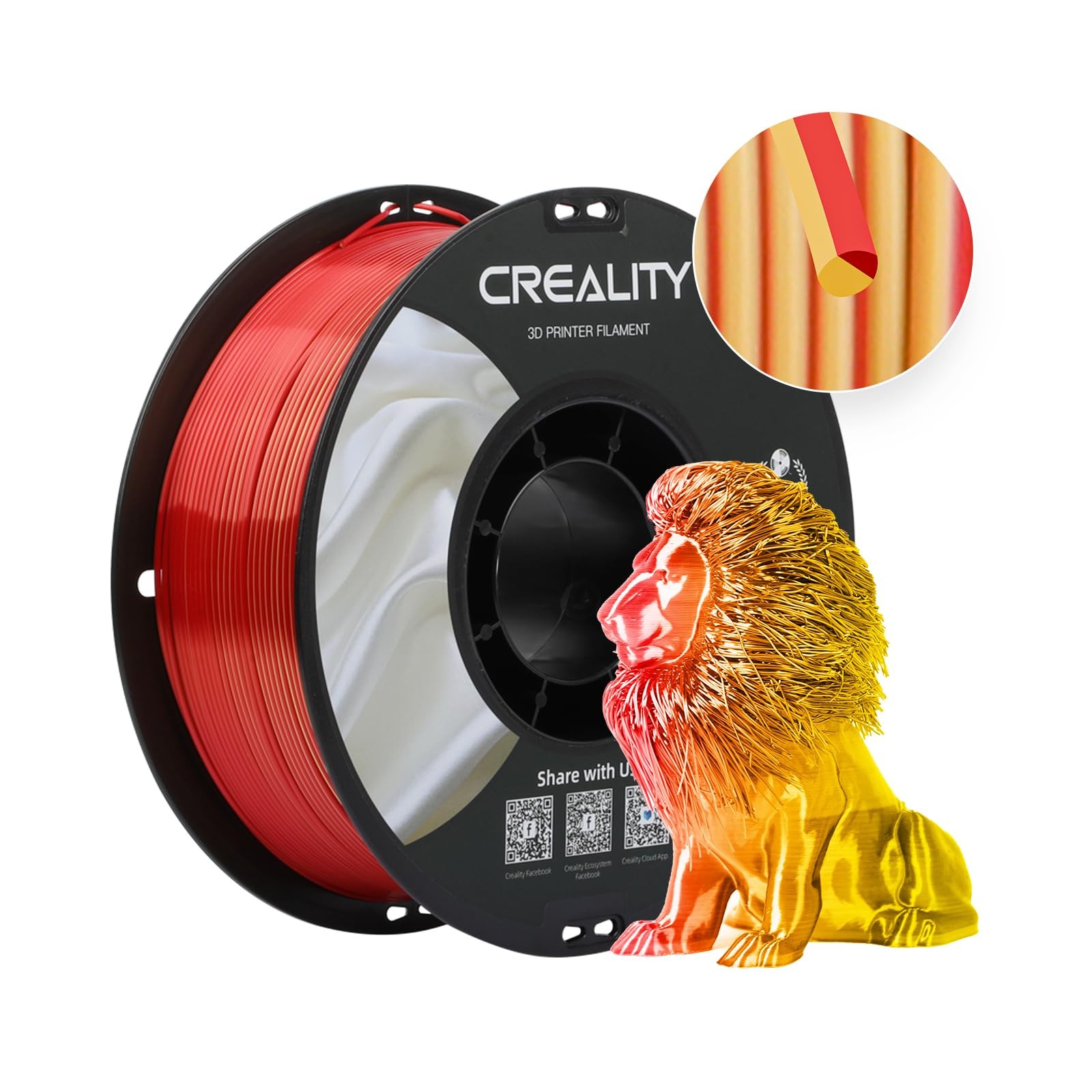 Creality Silk PLA 3D Printer Filament 1.75mm, 1kg, 2.2lb, 1kg Golden-red