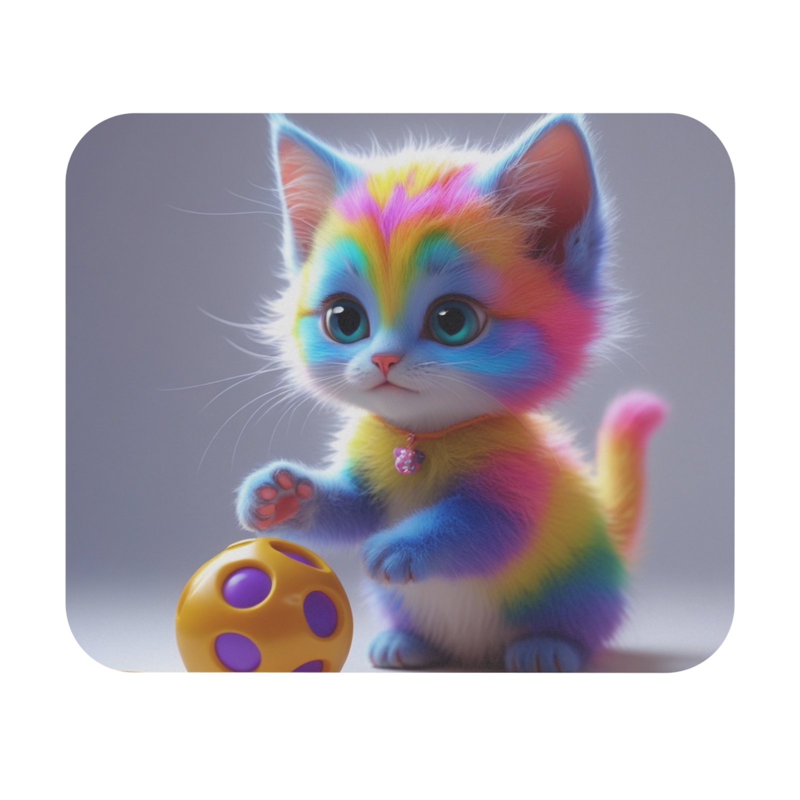 Colorful Cat Mouse Pad - Whimsical Rainbow Kitty Design, Cute Desk Accessory