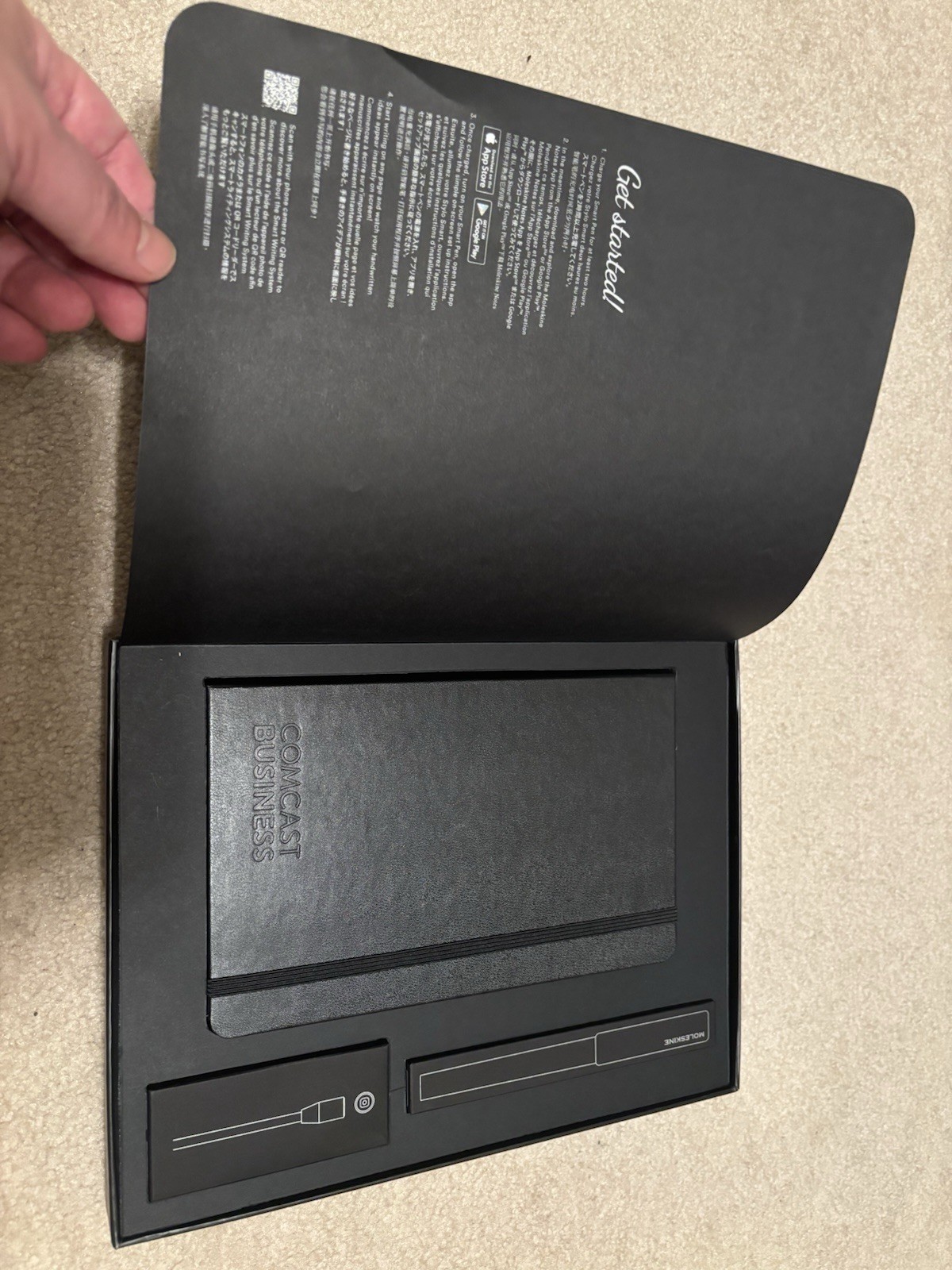 Moleskine Writing Set Smart Notebook/Pen, Black Hard Cover,Large
