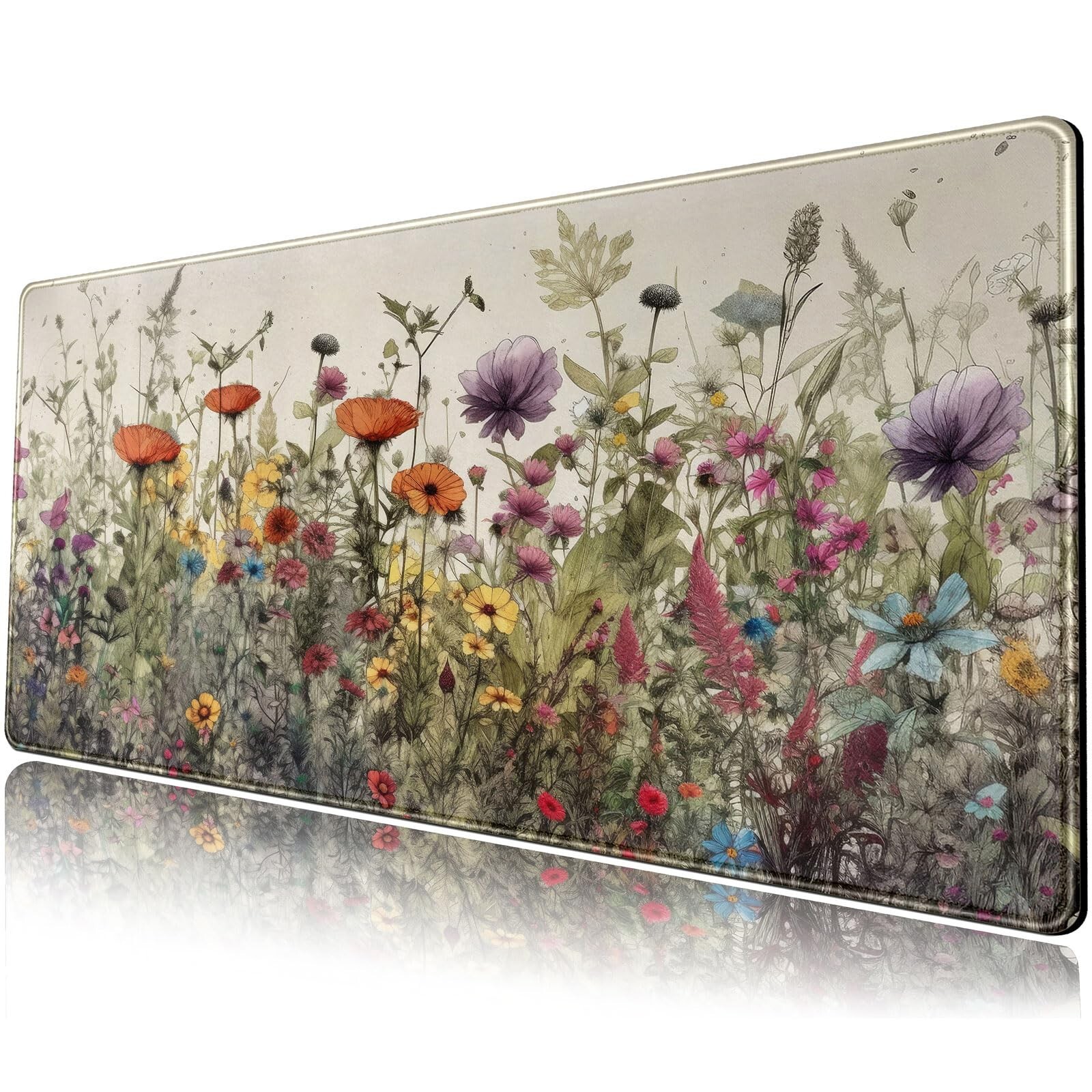 Watercolor Flowers Desk Mat Floral Boho XL Mouse Pad Large Mousepad Extended ...