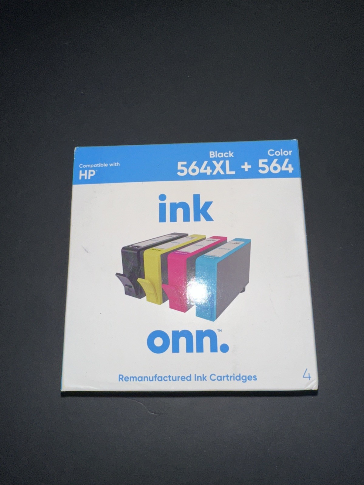 Onn.  HP 564XL Black & Color Ink Cartridges, 4Pk