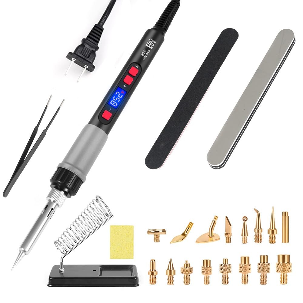 3D Printer Smoothing Tool Kit, 80W Heat Set Insert Tool LCD display Digital S...