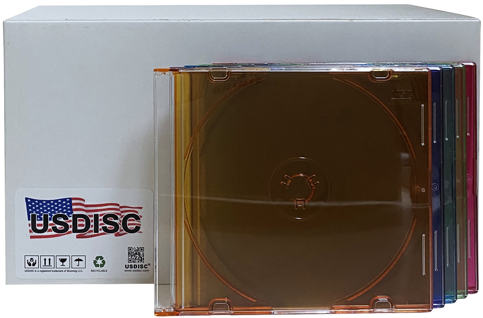 USDISC CD Jewel Cases Slimline 5.2mm, Single 1 Disc (Multicolor) Lot