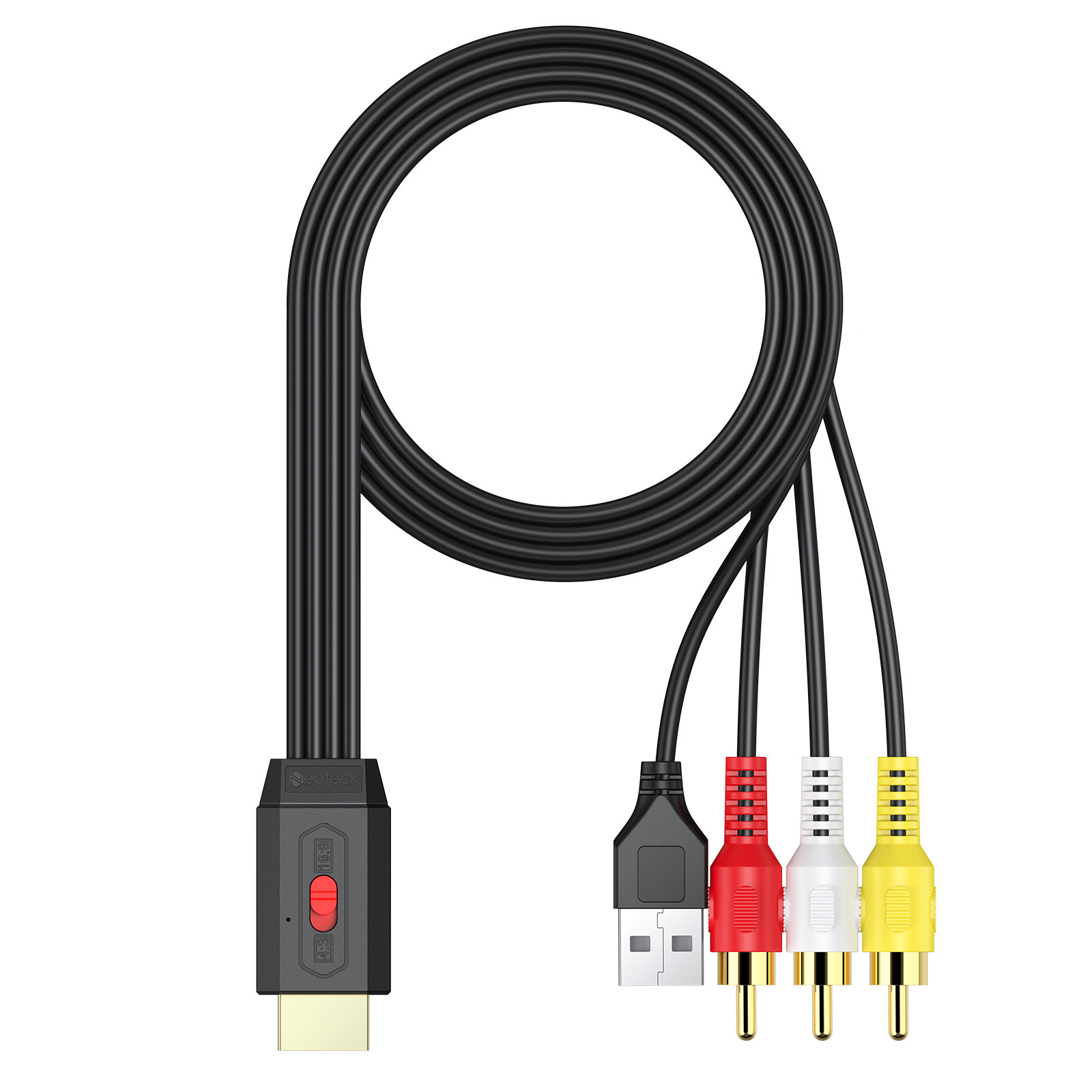 Neoteck 1080P AV RCA to HDMI Converter Mini Composite CVBS Audio Video Adapter