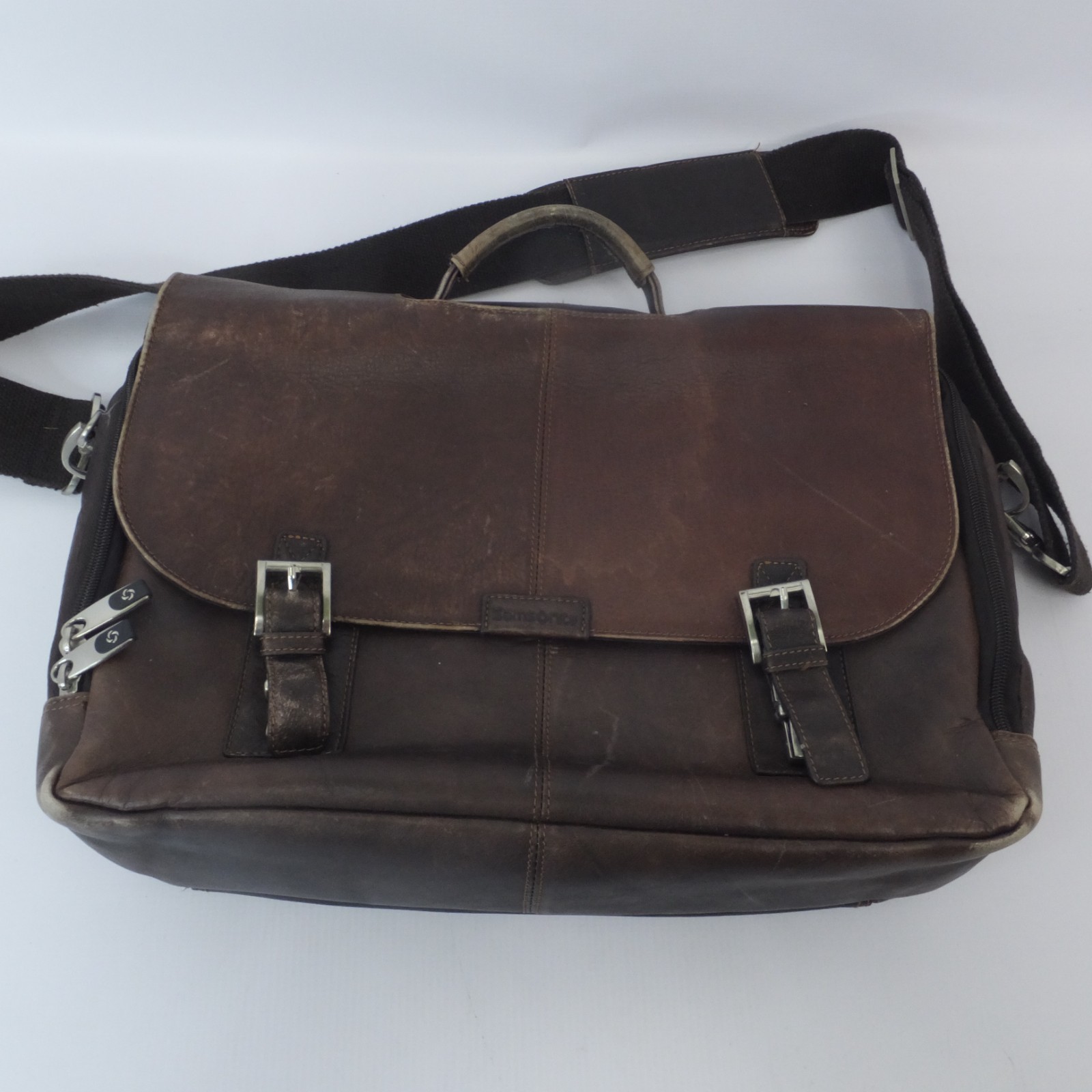 Samsonite Brown Leather Laptop Distressed Bag Briefcase Messenger Shoulder Bag