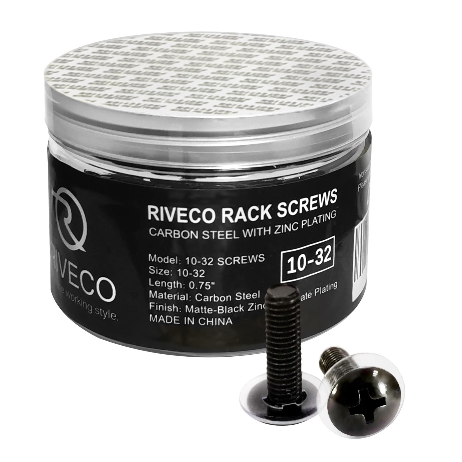 RIVECO 100PCS 10-32 Rack Screws for Server (100 Pieces), Black 