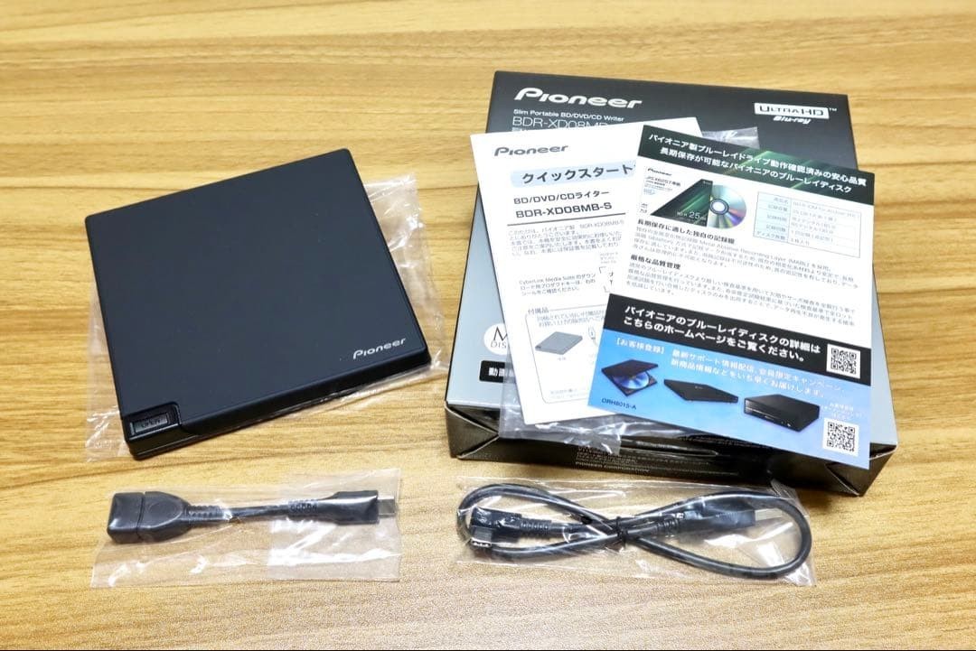 Pioneer BDR-XD08MB-S Portable Blu-ray Writer USB 3.2 Type-C BDXL M-DISC UHD Used