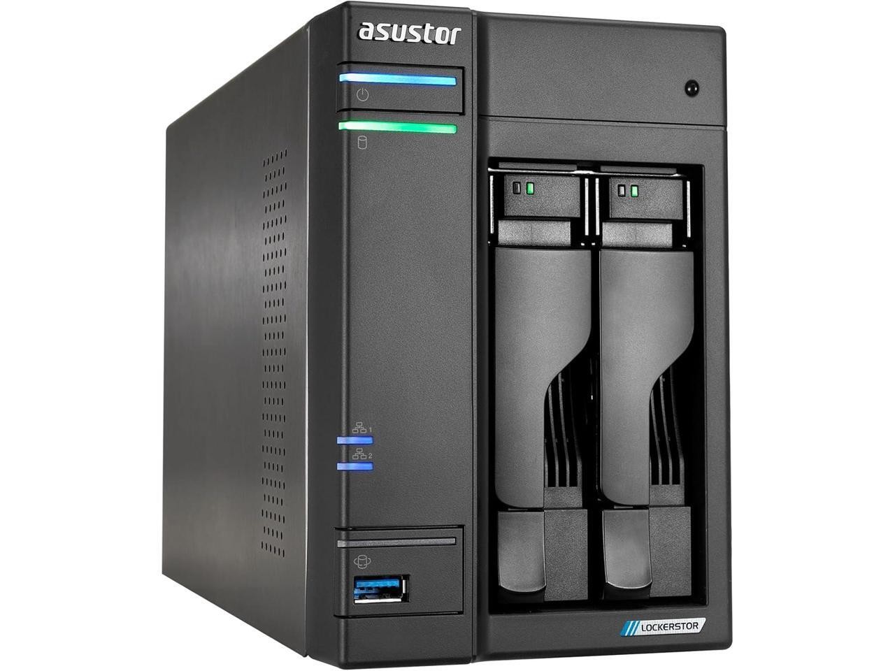 AS6702T v2 Lockerstor 2 Gen2+ 2 Bay NAS, Quad-Core 2.0GHz CPU, 2x5GbE Asustor