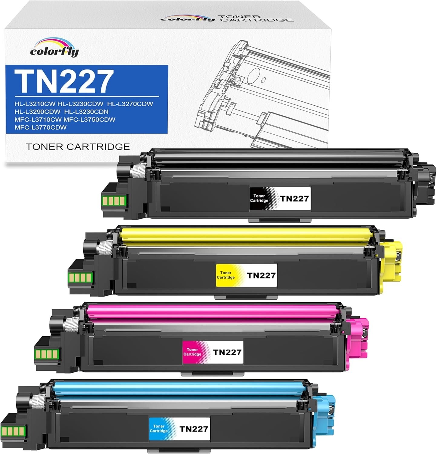NEW for Brother TN227 3000-Page High Yield Toner Replacement Cartridge (4-color)