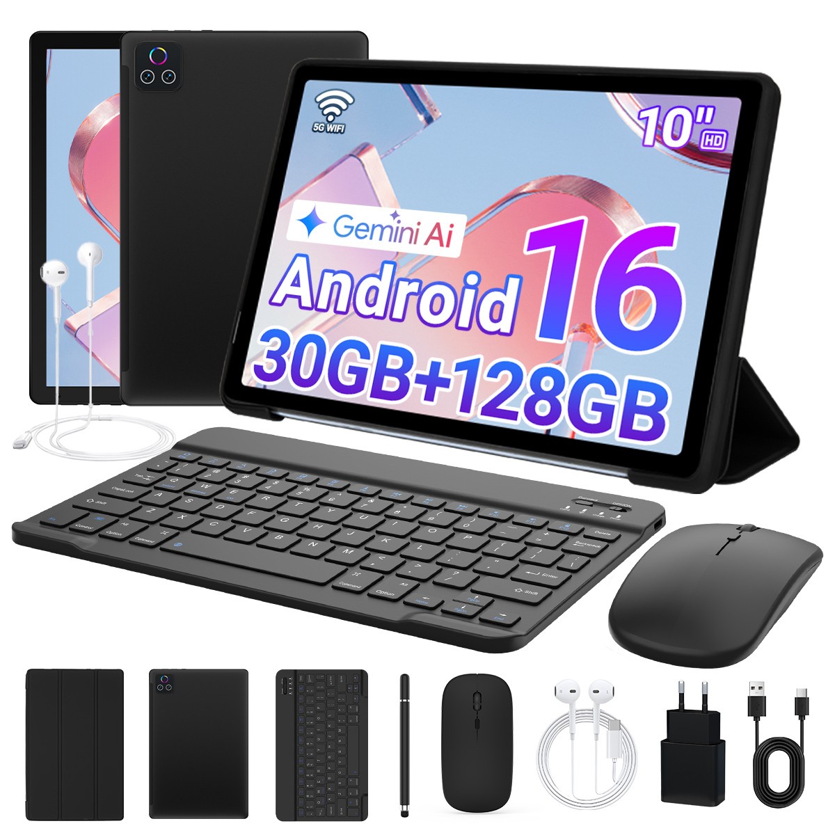 New 10" Tablet Android 16 Tab 30GB 128GB Wifi 5G 1.8GHZ Octa-Core HD Youtube USA