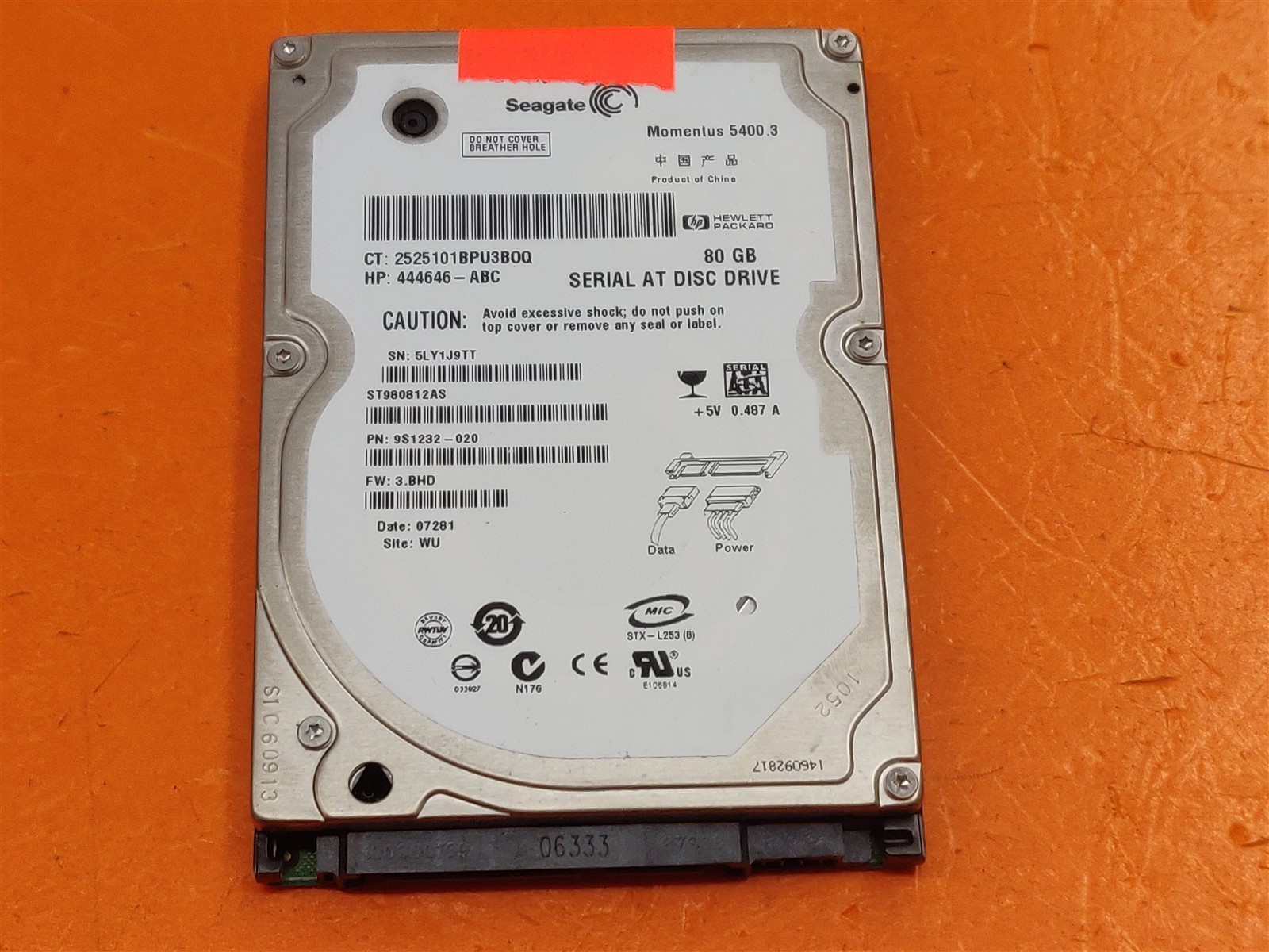 ⭐️⭐️⭐️⭐️⭐️ *AS IS* HDD Hard Drive SATA Laptop 2.5" Seagate ST980812AS 80GB